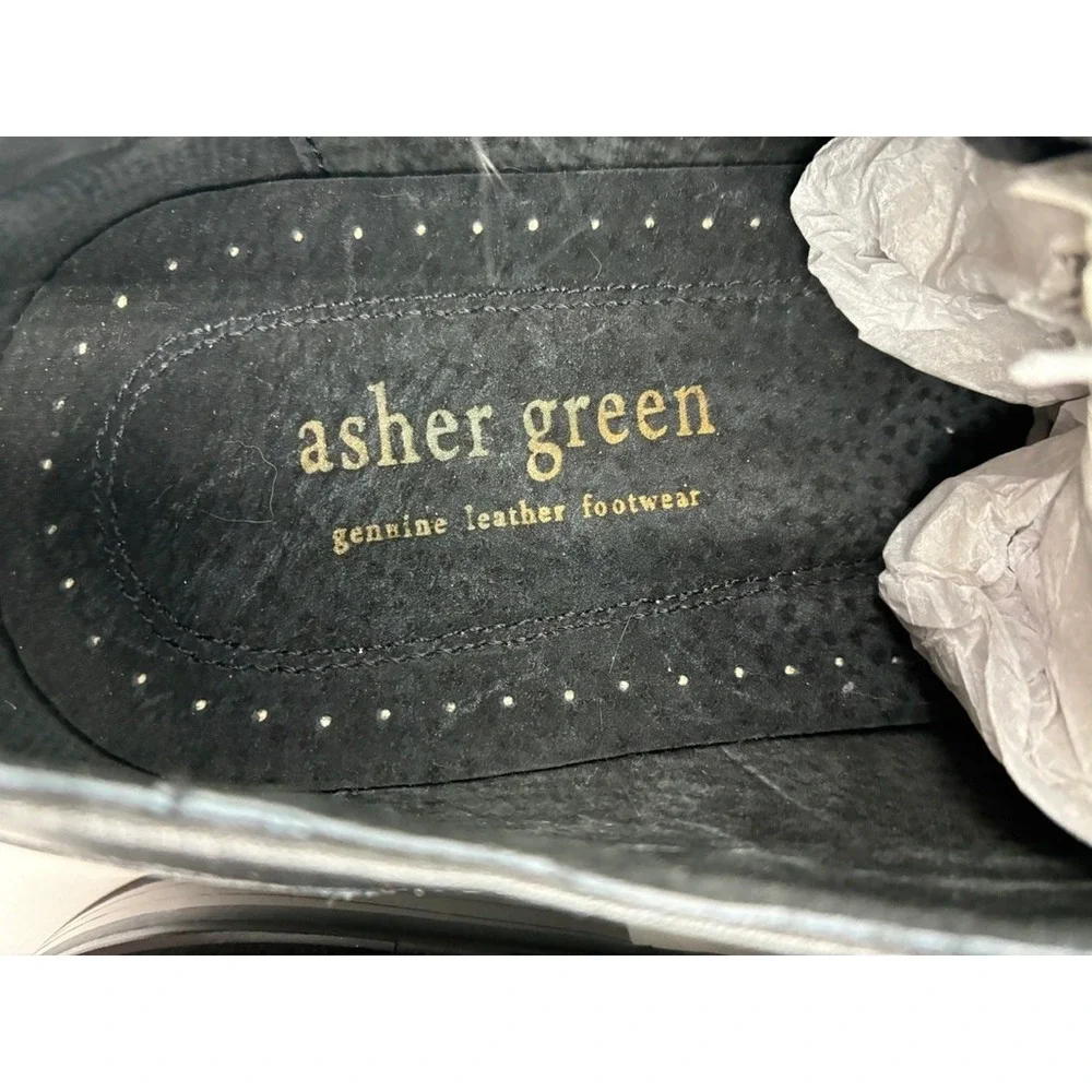 Asher Green Mens Black Cap Toe Oxford Dress Shoes Genuine‎ Leather Size 11 READ